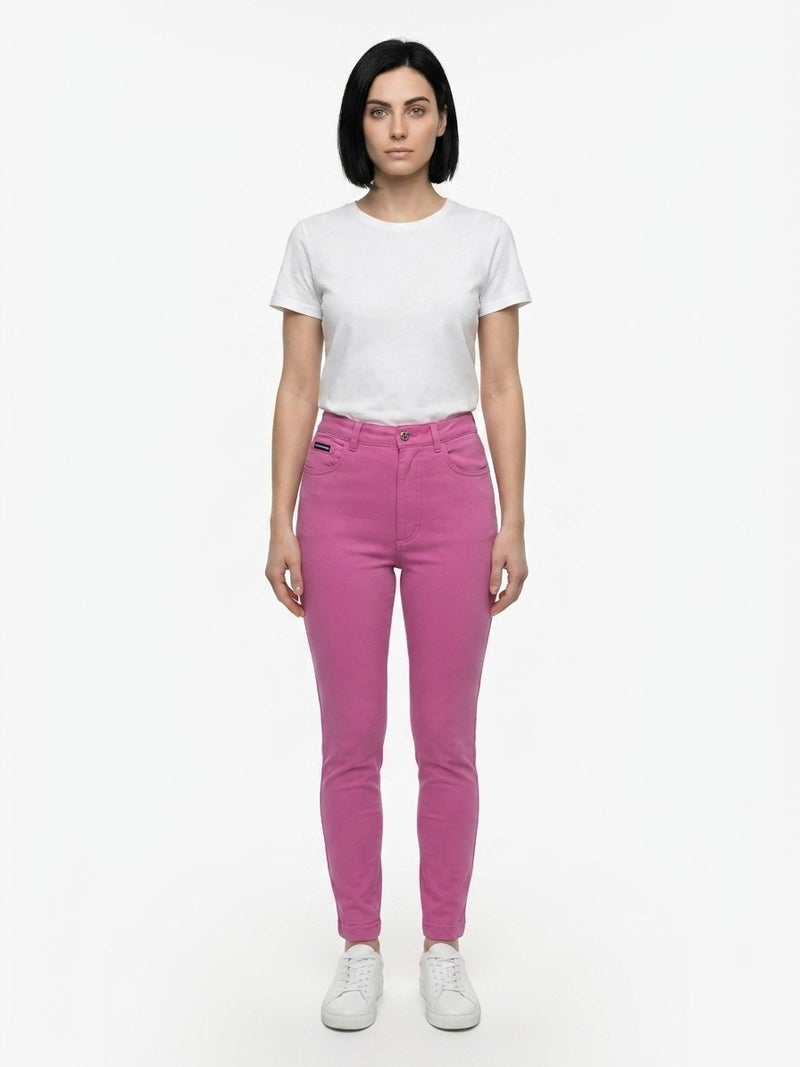 Dolce & Gabbana Pink Cotton Skinny Pants
