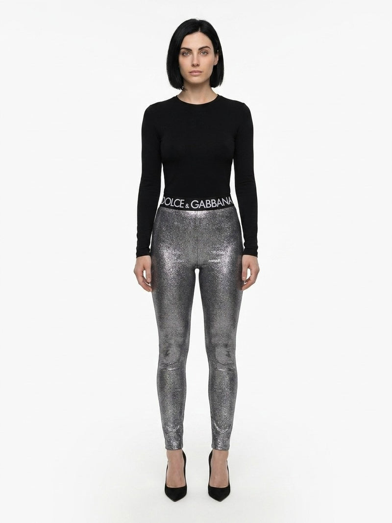 Dolce & Gabbana Silver Polyester Leggings