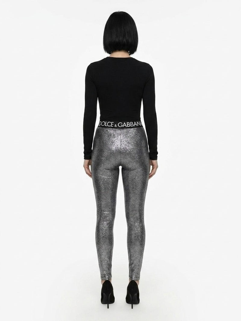Dolce & Gabbana Silver Polyester Leggings