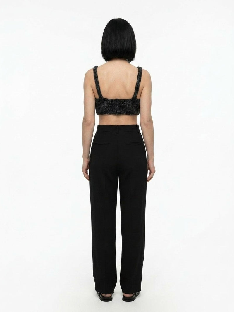 Dolce & Gabbana Black Marabou Tank Tops