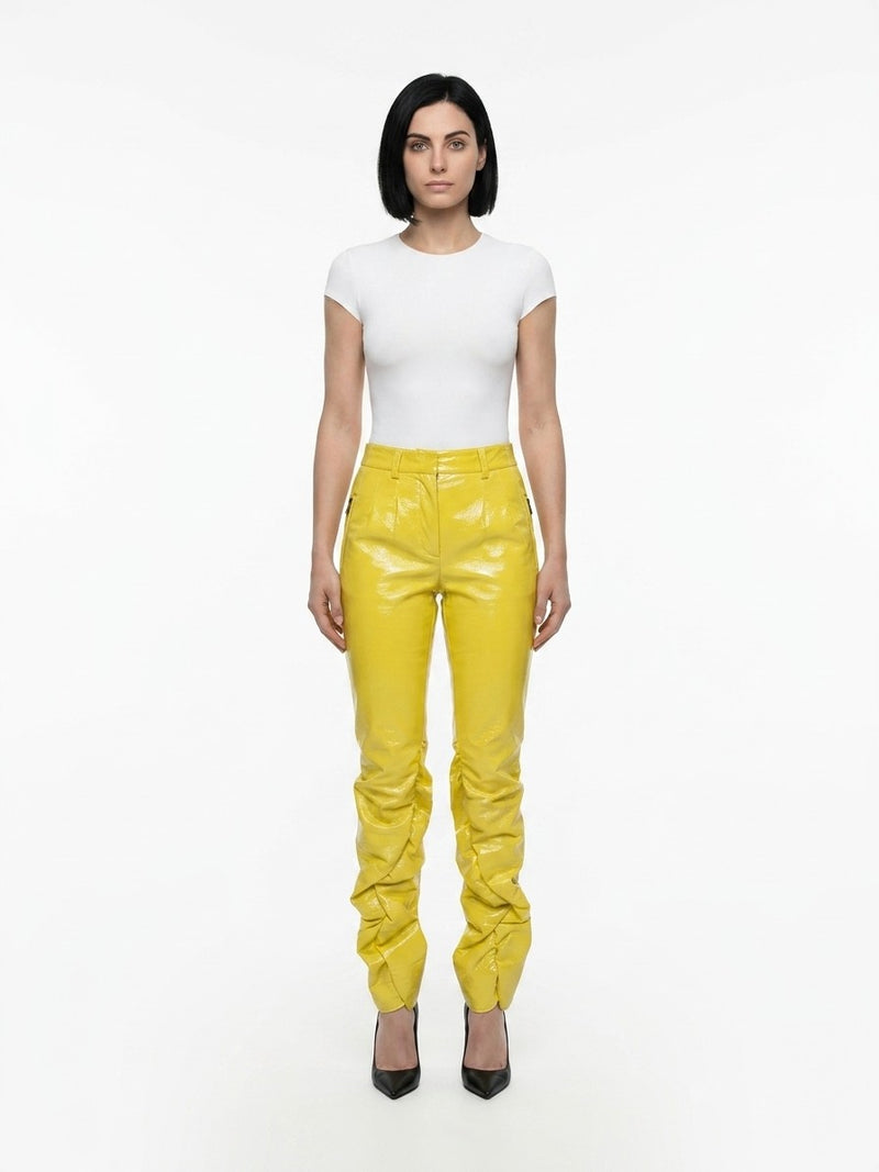 Dolce & Gabbana Yellow Leather Pants