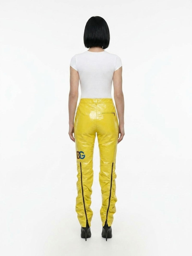 Dolce & Gabbana Yellow Leather Pants