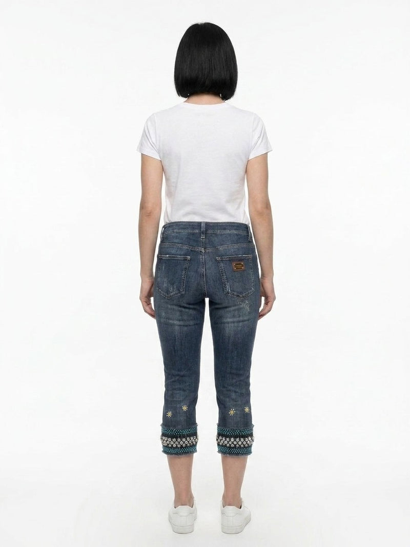 Dolce & Gabbana Blue Cotton Cropped Jeans