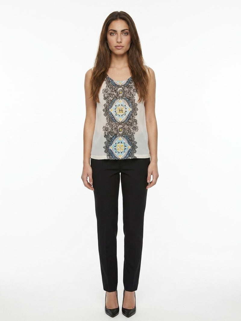Dolce & Gabbana White Silk Sleeveles T-Shirt