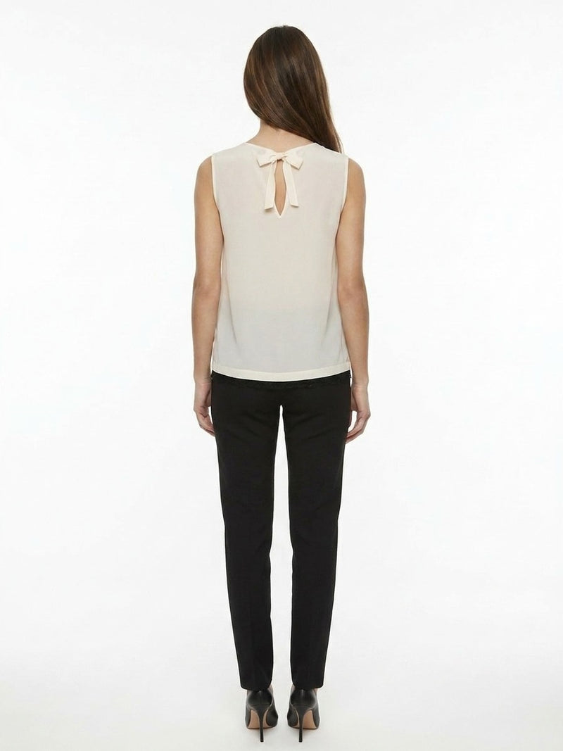 Dolce & Gabbana White Silk Sleeveles T-Shirt