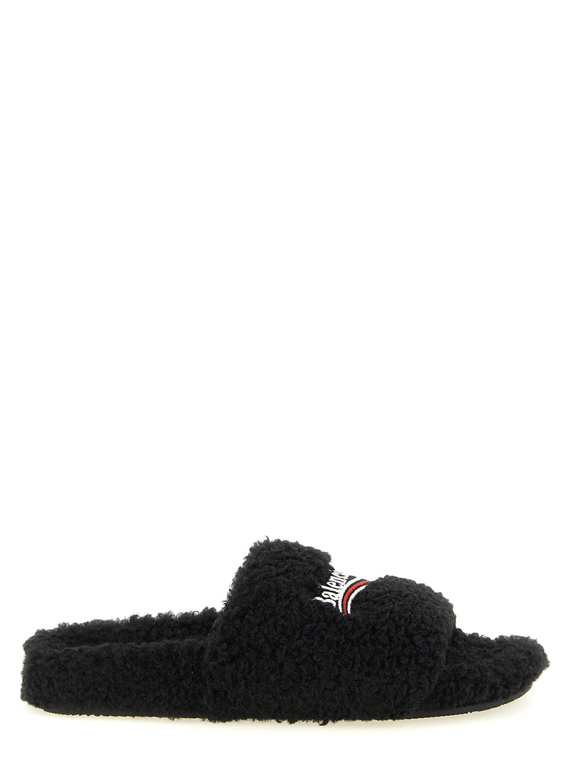 Balenciaga Black Polyester Slides