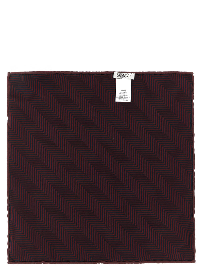 Brunello Cucinelli Bordeaux Silk Pocket Square