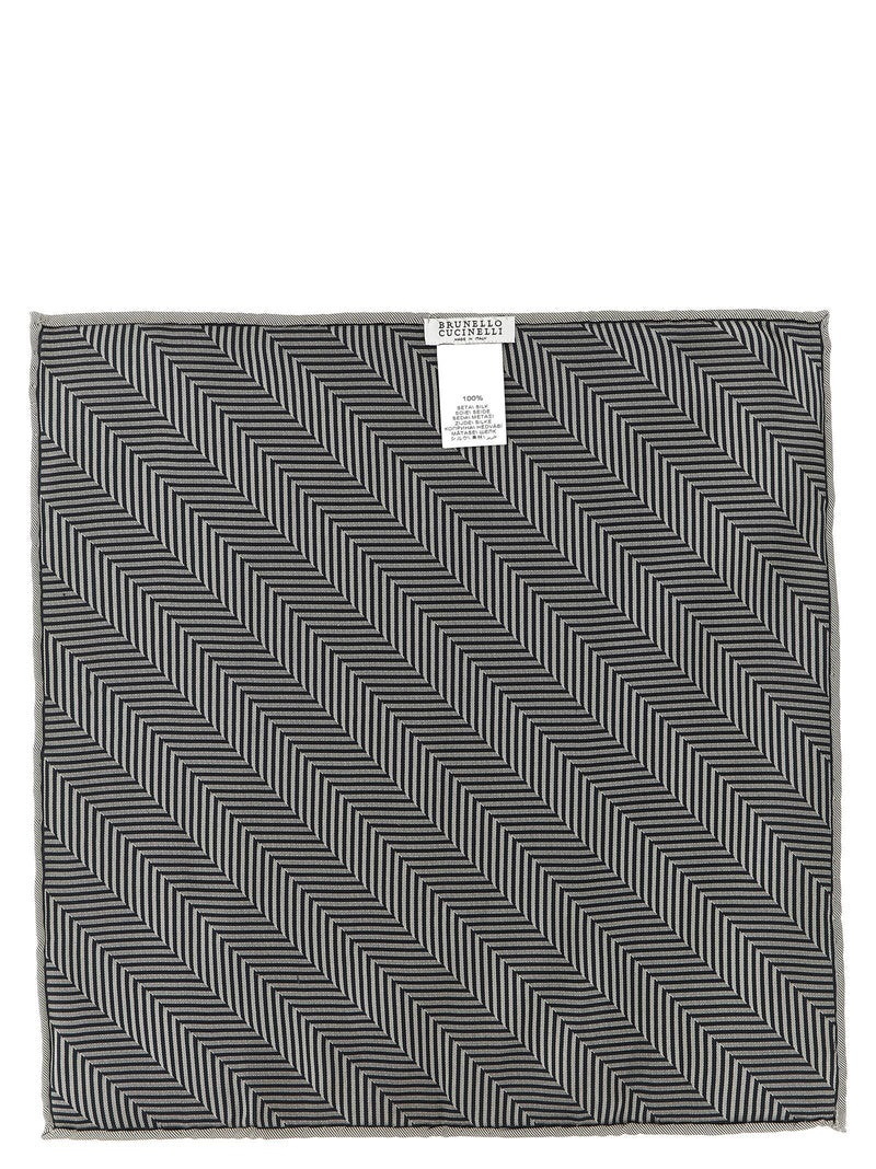Brunello Cucinelli Gray Silk Pocket Square
