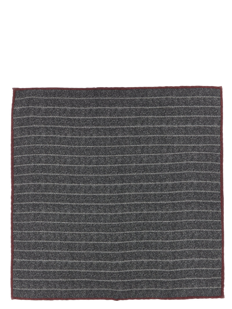 Brunello Cucinelli Gray Silk Pocket Square