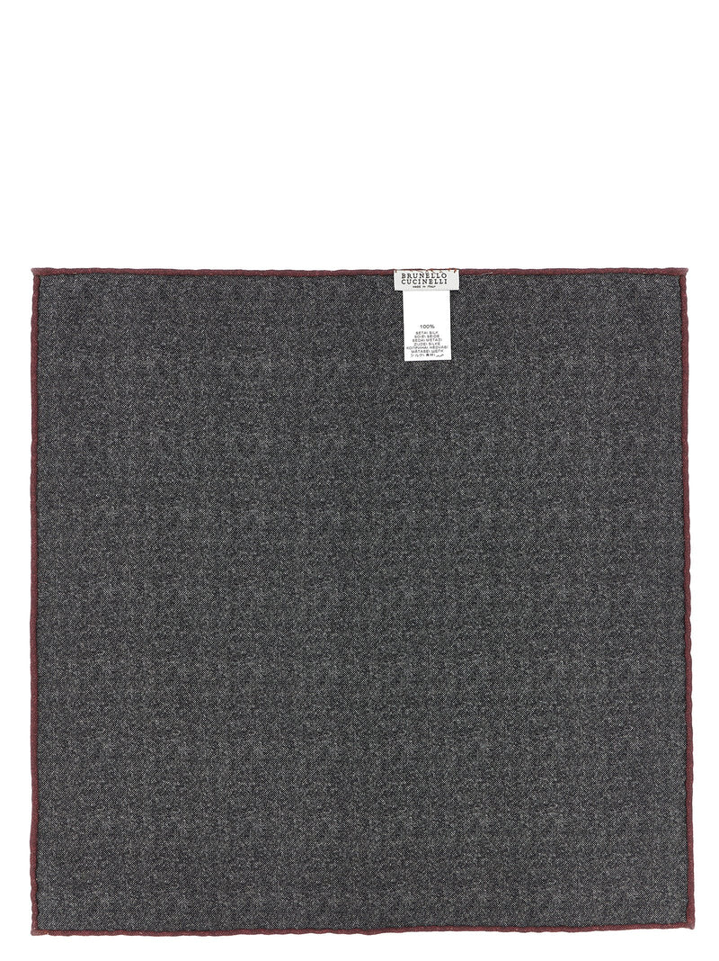 Brunello Cucinelli Gray Silk Pocket Square