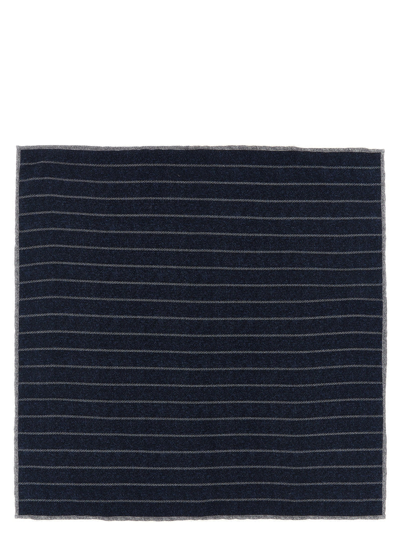 Brunello Cucinelli Blue Silk Pocket Square