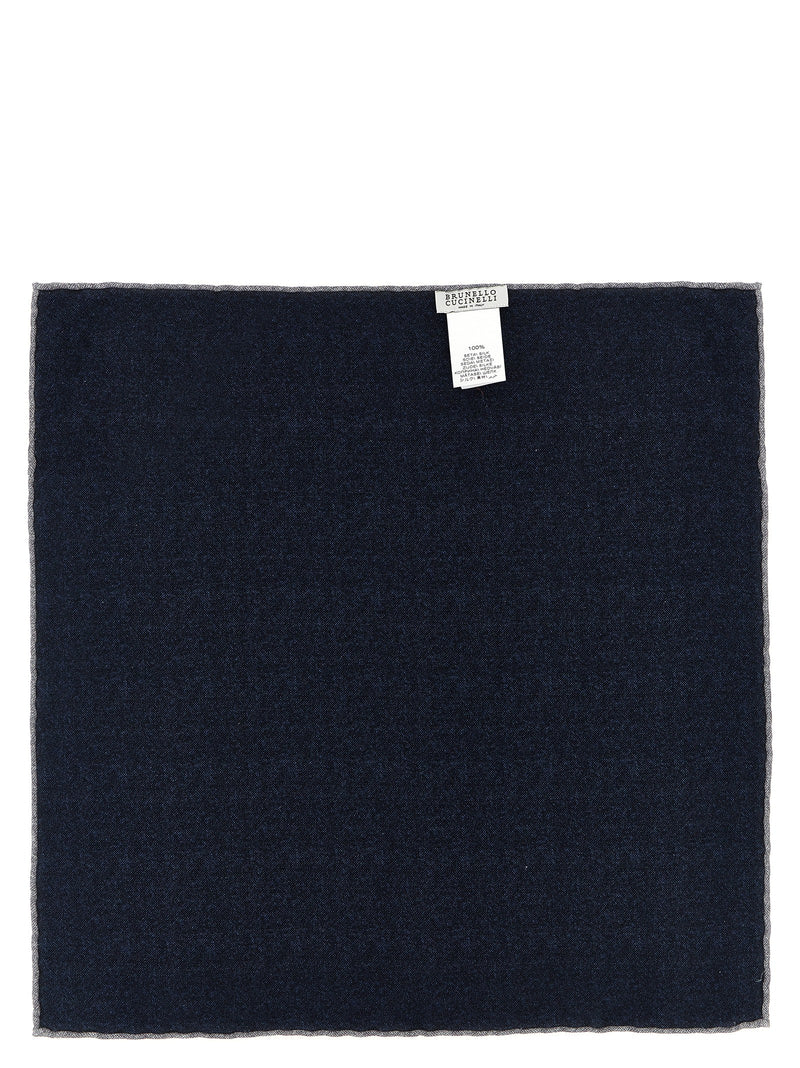 Brunello Cucinelli Blue Silk Pocket Square