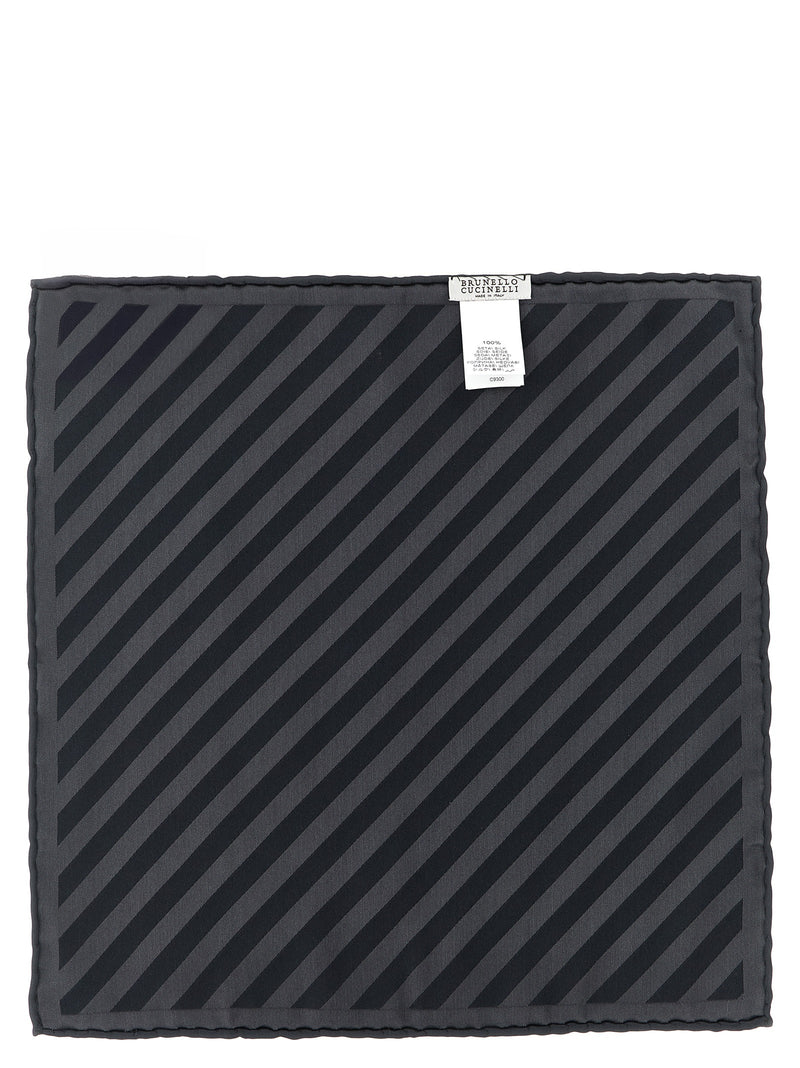 Brunello Cucinelli Gray Silk Pocket Square