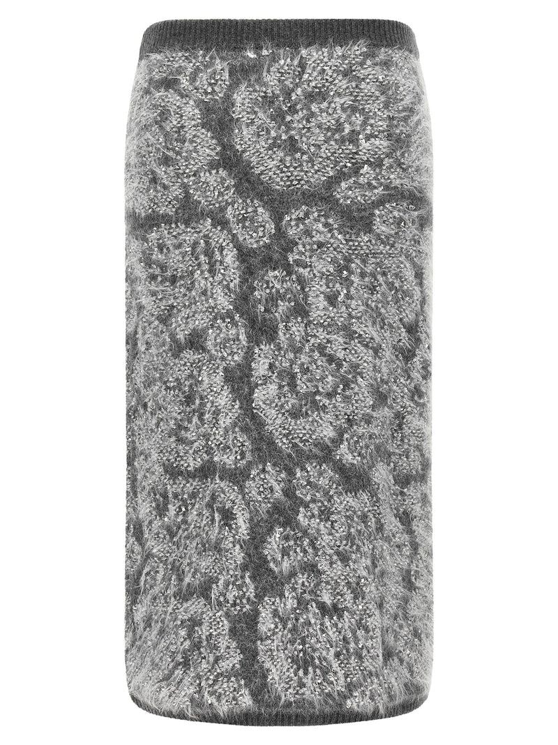 NUDE Gray Wool Midi Skirt