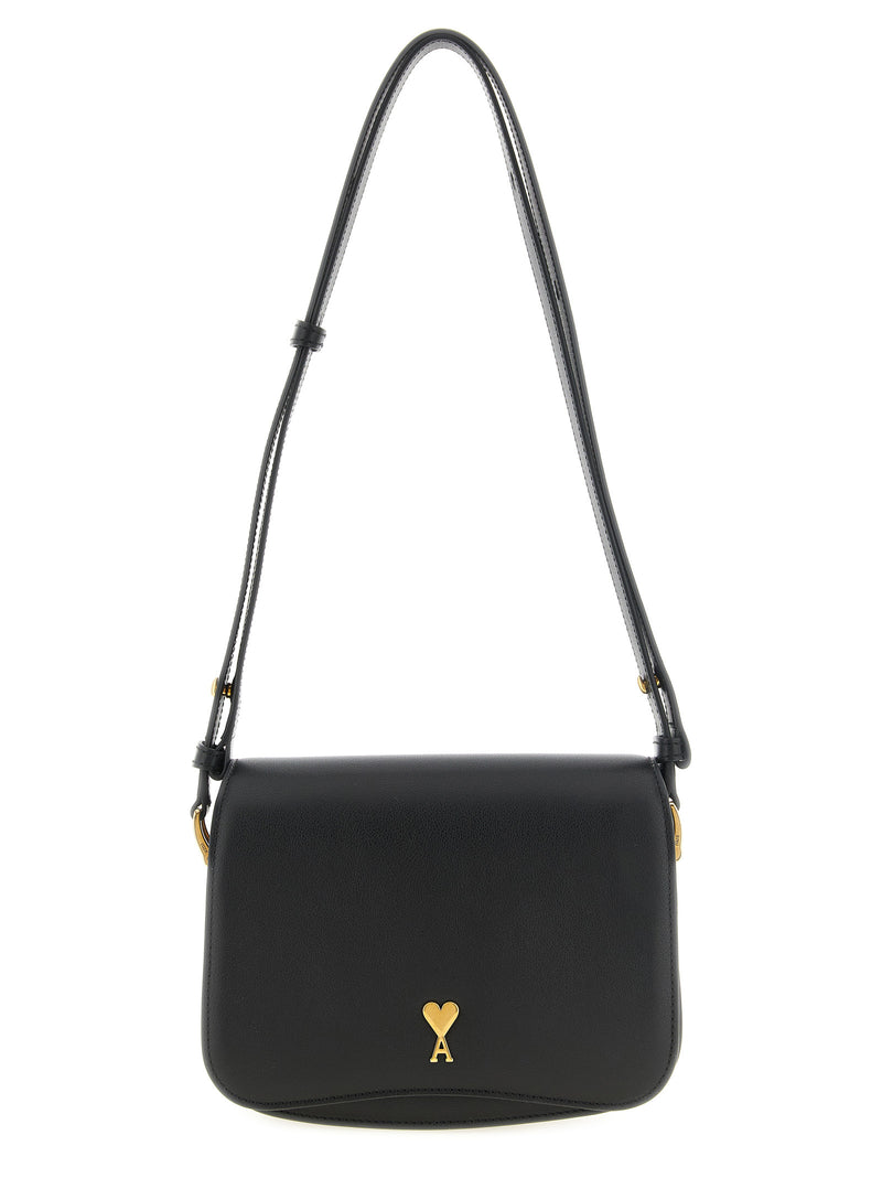 Ami Paris Black Cowhide Crossbody Bag