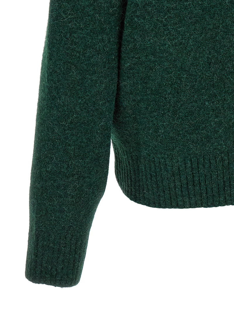 Ami Paris Bicolor Alpaca Leather Cardigan