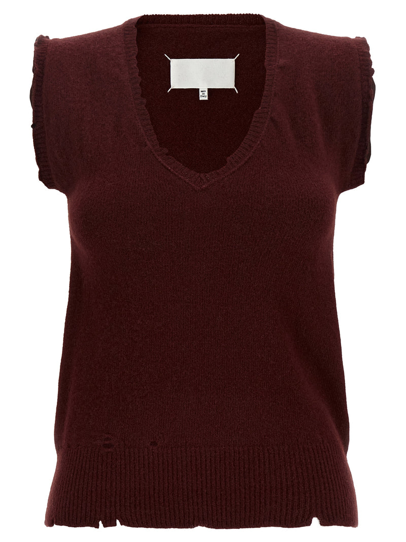 Maison Margiela Bordeaux Virgin Wool Sleeveless Jacket
