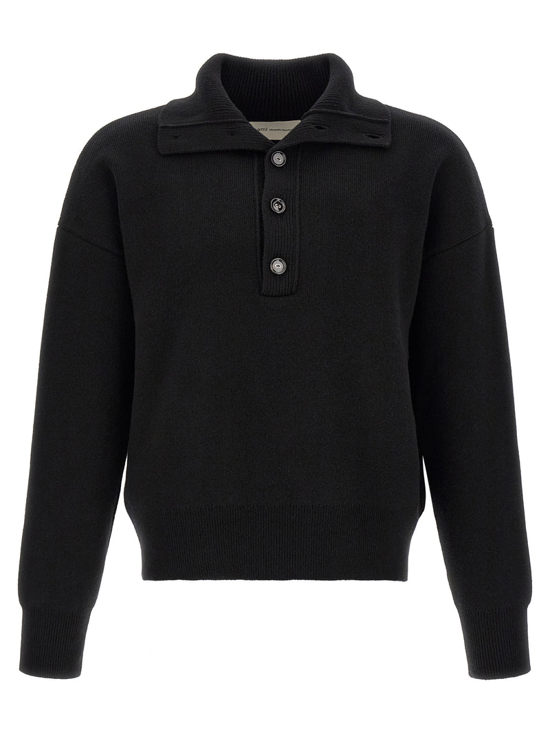 Ami Paris Black Wool Cardigan