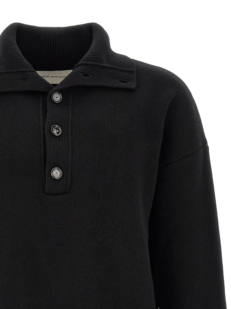 Ami Paris Black Wool Cardigan