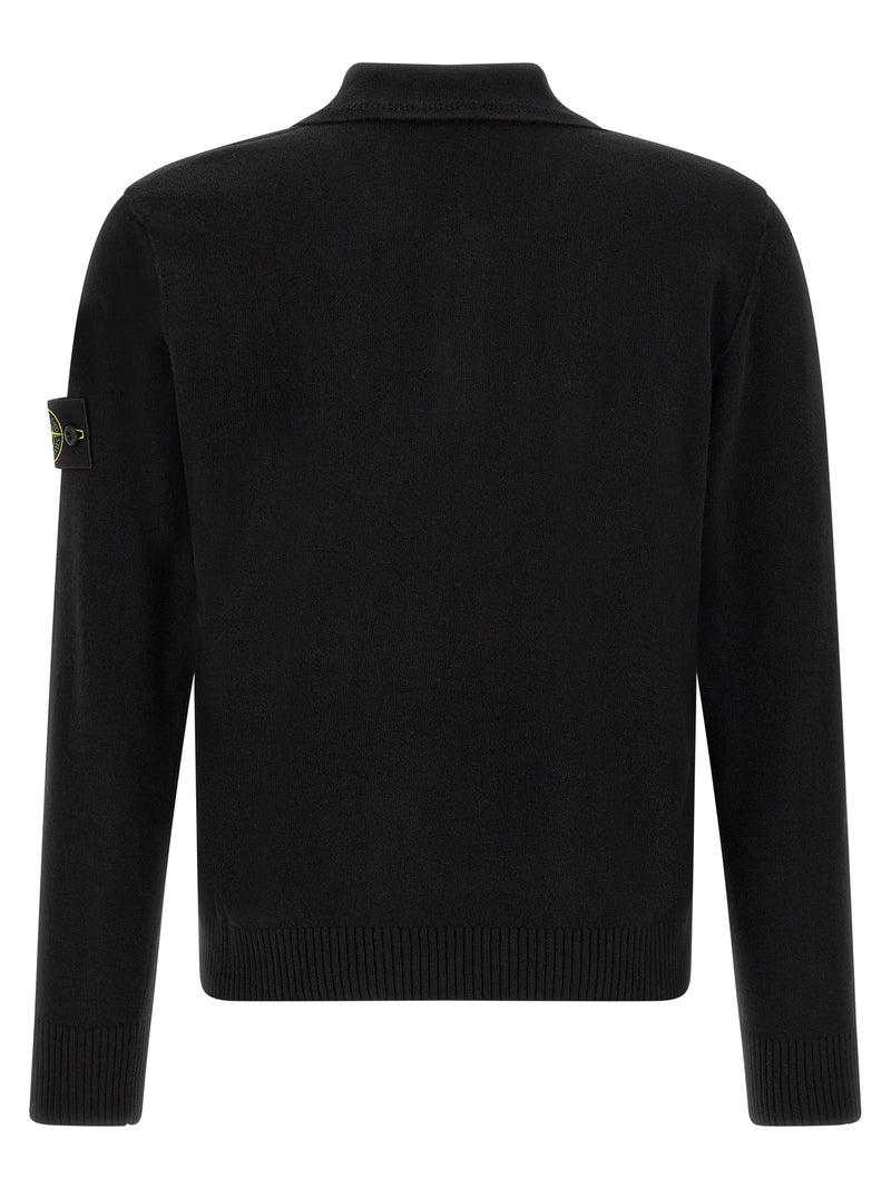 Stone Island Black Virgin Wool Polo Shirt