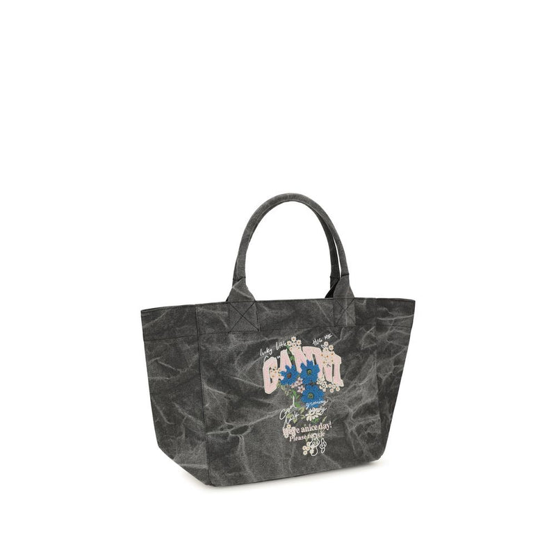 Ganni Gray Cotton Shoulder Bag