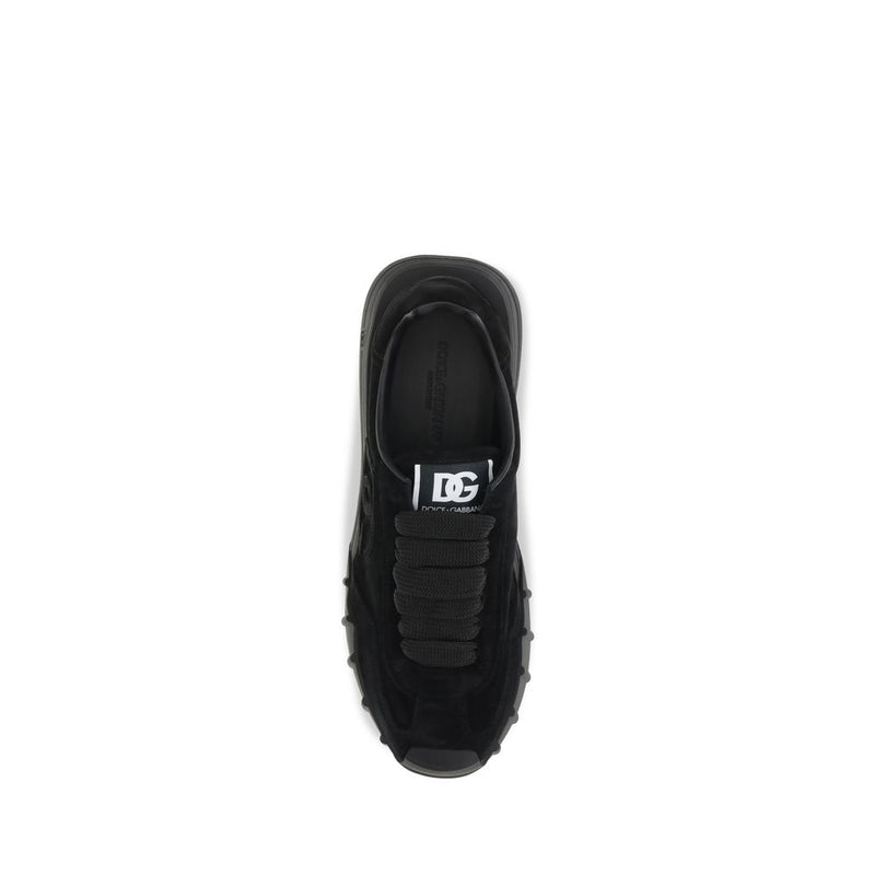 Dolce & Gabbana Black Calf Leather Bos Taurus Athletic Sneakers