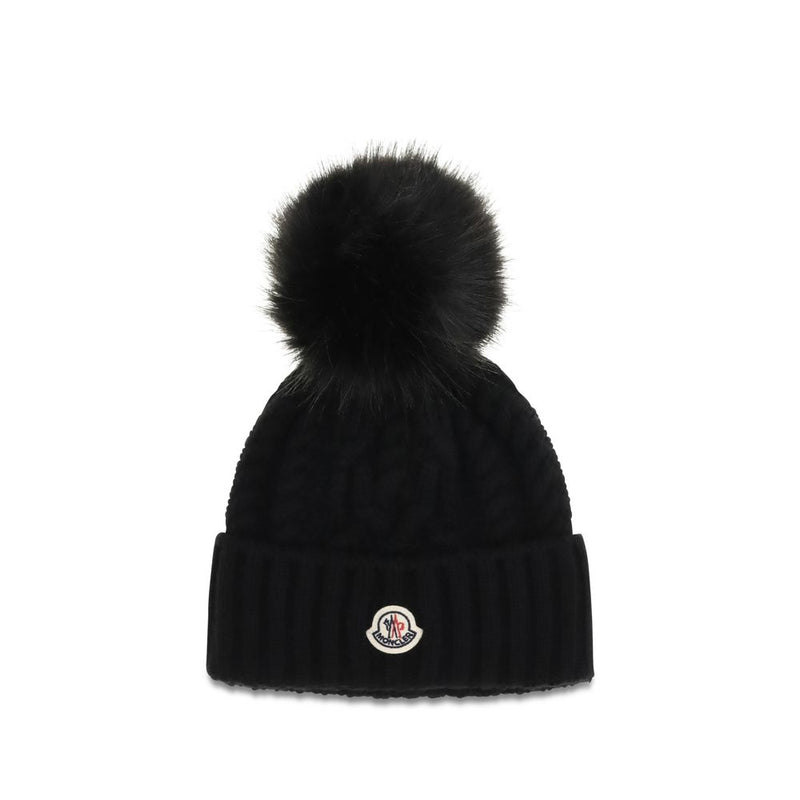 Moncler Black Wool Oves Aries Beanie