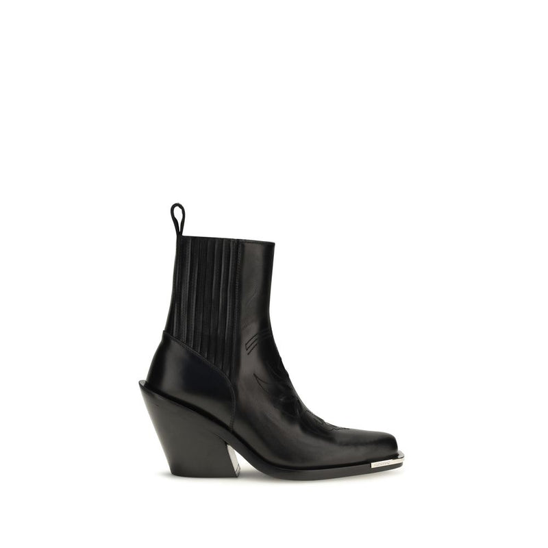 Rabanne Black Calf Leather Bos Taurus Ankle Boots