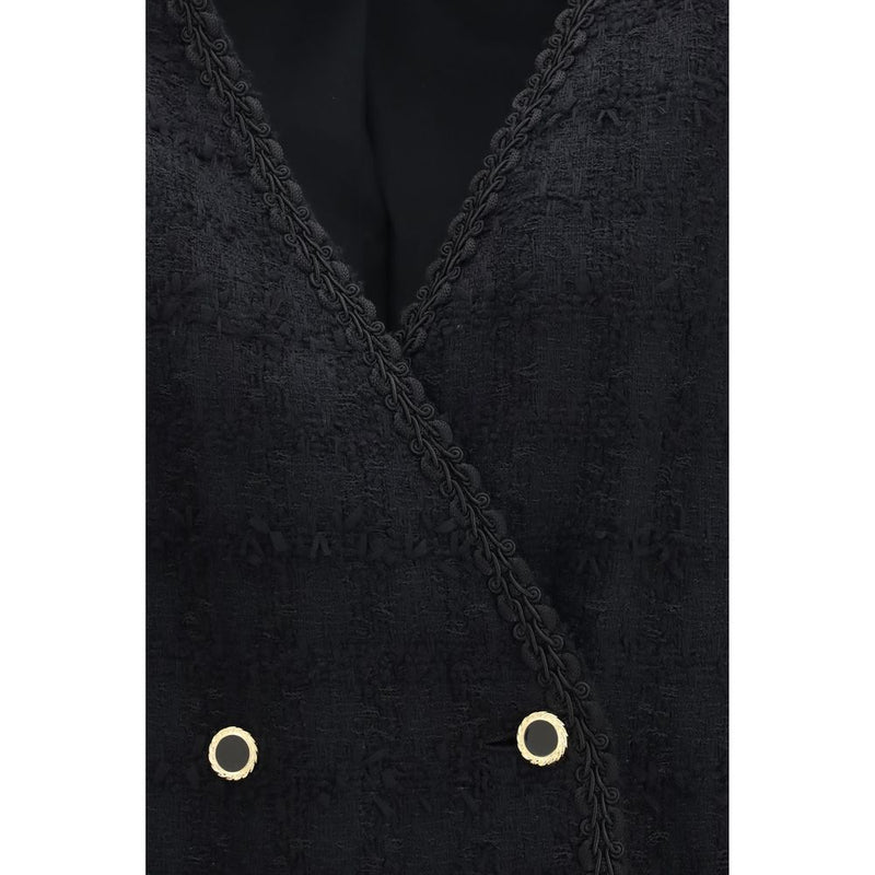 Alessandra Rich Black Cotton Full-Length Jacket