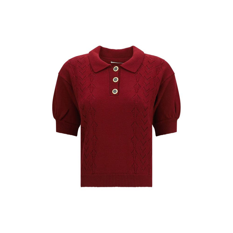Alessandra Rich Bordeaux Wool Oves Aries Shortsleeve Shirt