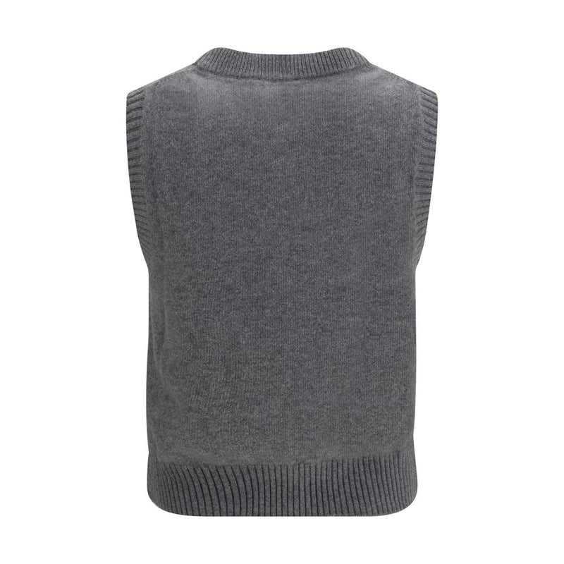 Ganni Gray Wool Oves Aries Sleeveles Sweater