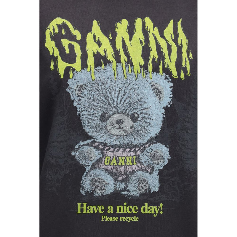 Ganni Gray Cotton T-Shirt