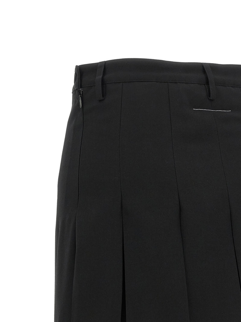 MM6 Maison Margiela Black Polyester Midi Skirt