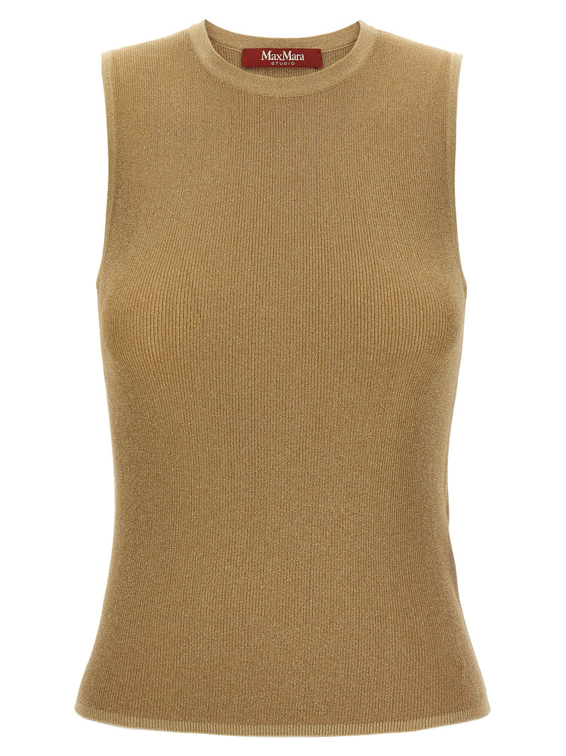 Max Mara Gold Polyamide Sleeveles T-Shirt