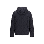 Burberry Black Nylon Shell Jacket for men – detailed view of the water-resistant black nylon shell, Check quilting, and two-way zip fastening. Burberry Black Nylon Shell Jacket for mens.