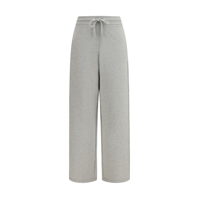 Ami Paris Gray Cotton Sweatsuit for women, front view of gray cotton sweatpants with a regular fit, elastic waistband, drawstring, and wide-leg design.