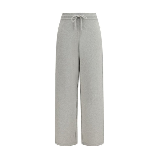 Ami Paris Gray Cotton Sweatsuit for women, front view of gray cotton sweatpants with a regular fit, elastic waistband, drawstring, and wide-leg design.