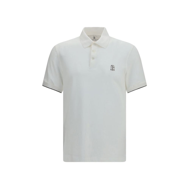 Brunello Cucinelli White Cotton Polo Shirt