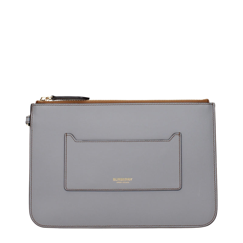 Burberry Gray Leather Clutch Bag