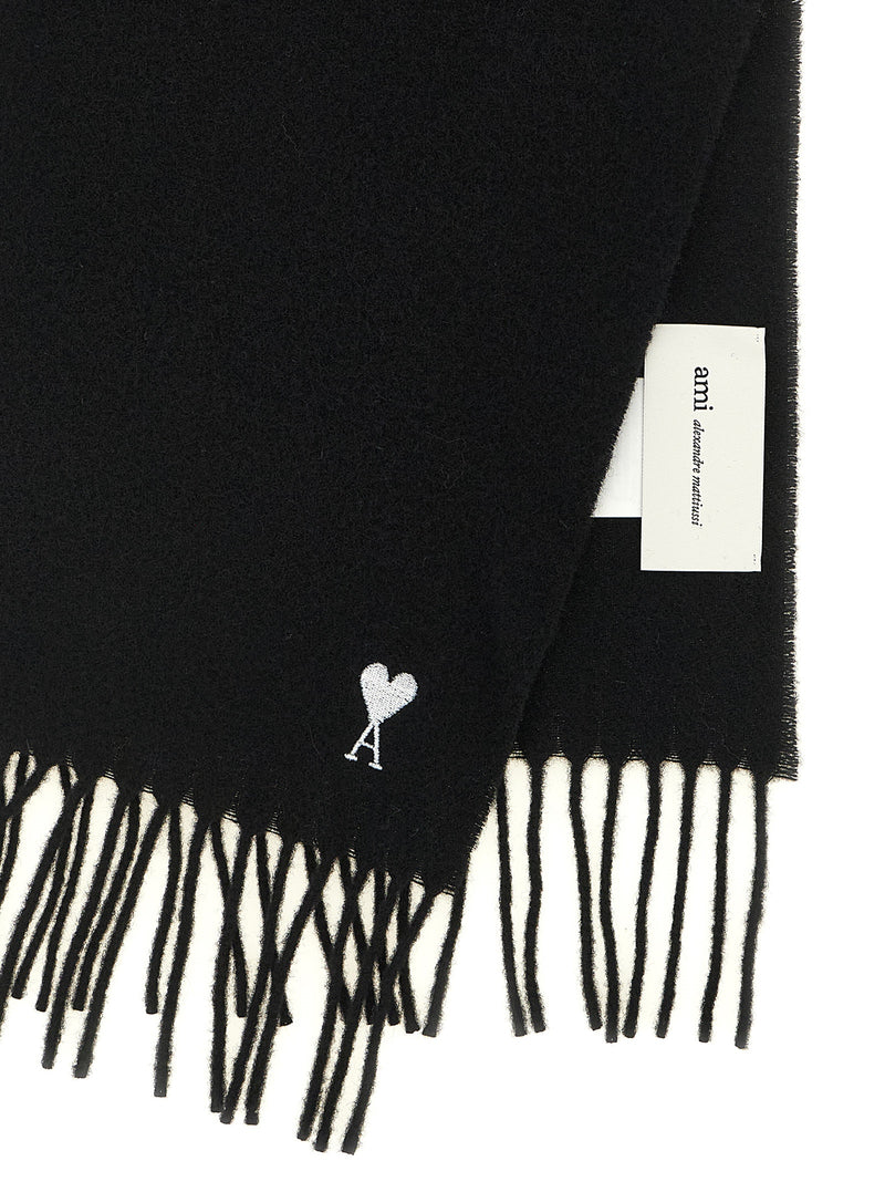Ami Paris Black Wool Scarf