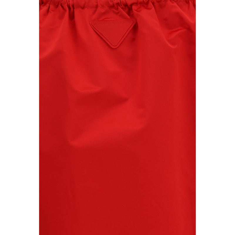 Prada Red Silk Midi Skirt