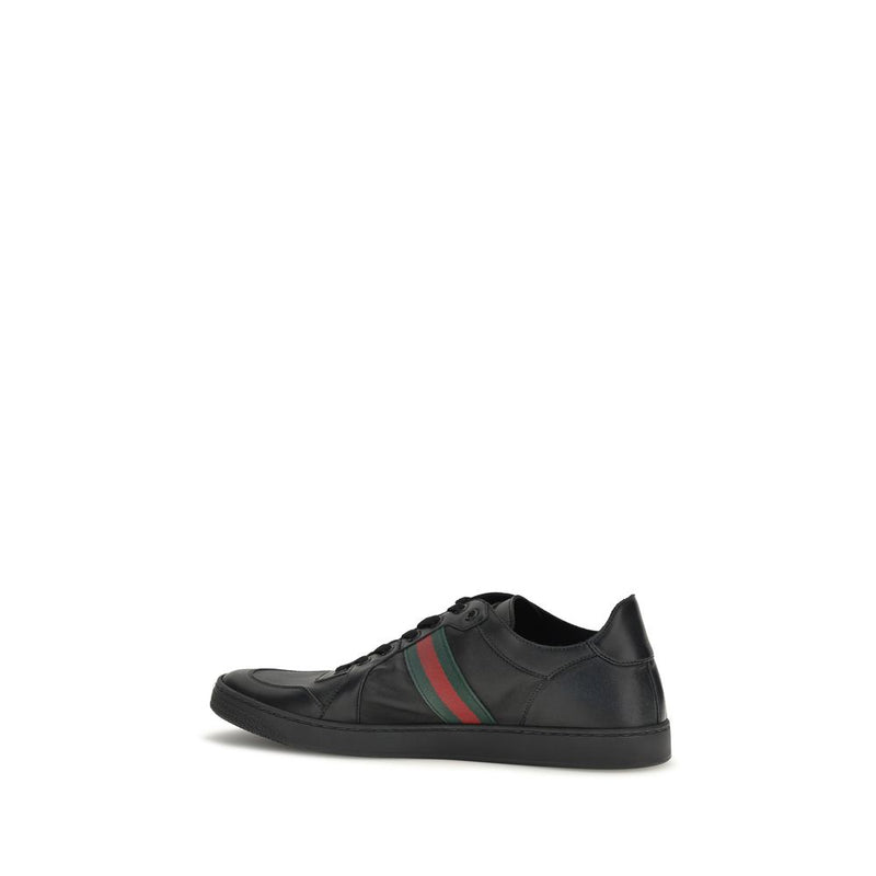 Gucci Black Calf Leather Bos Taurus Low Top Sneakers