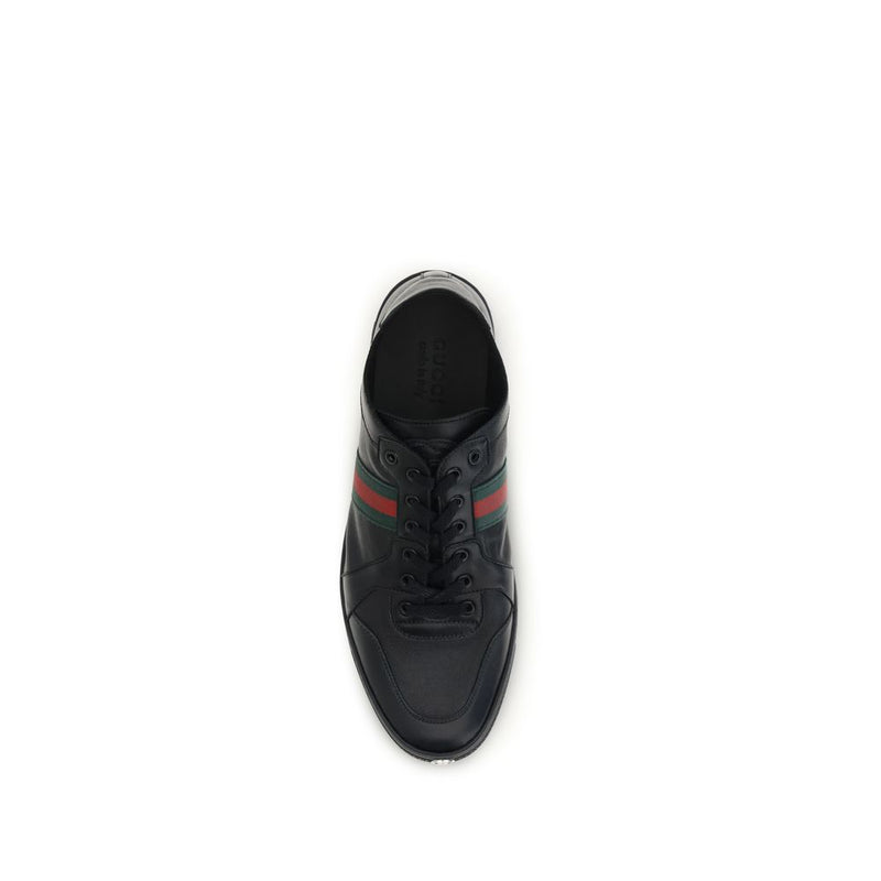 Gucci Black Calf Leather Bos Taurus Low Top Sneakers
