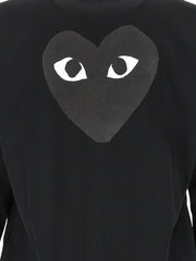 Comme Des Garçons Sweatshirt for Men | Black PLAY Hoodie by Comme Des Garçons Play, close-up of the distinctive tone-on-tone heart-with-eyes back print. Black sweater in Cardigans - Sweaters - Clothing and Sweaters - Clothing, listed under Clothing for Men in sizes L, M, XL, and XXL; New with tags, in-stock, Discount_30-39.