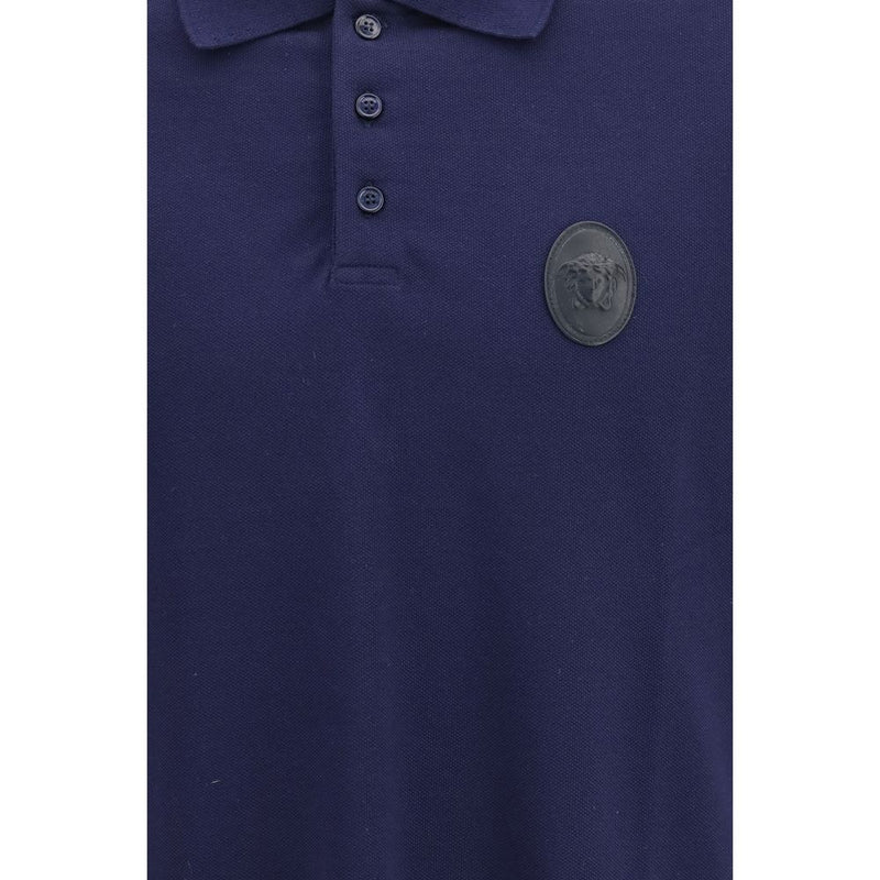 Versace Blue Cotton Polo Shirt