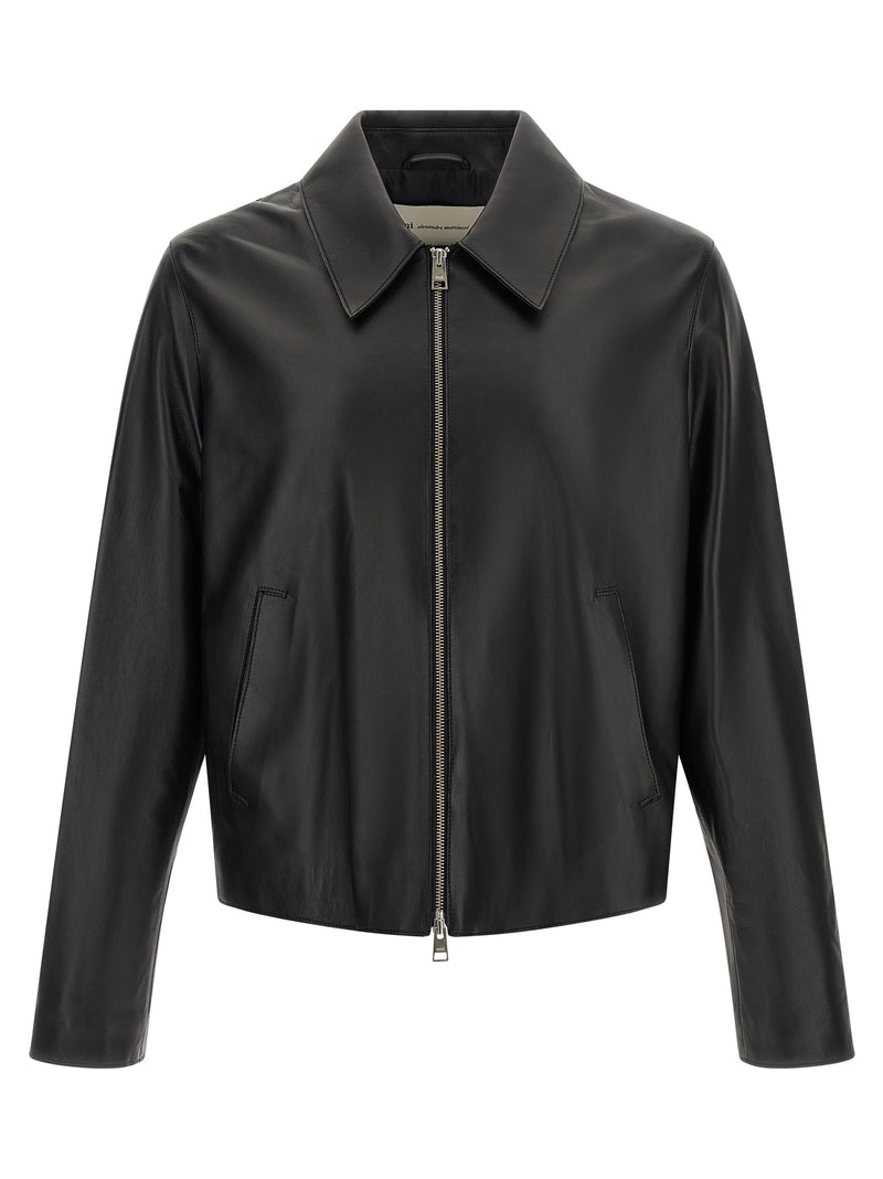 Ami Paris Black Lamb Leather Leather Jacket
