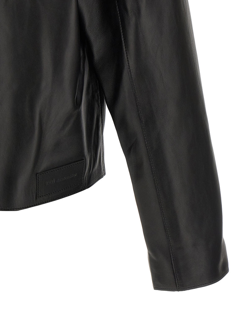 Ami Paris Black Lamb Leather Leather Jacket