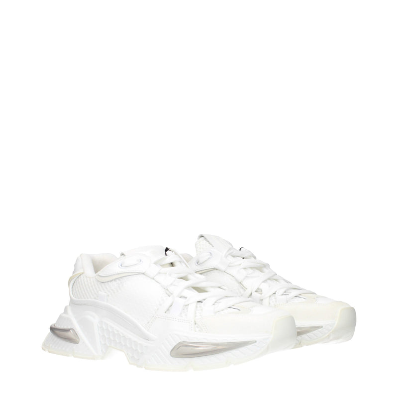 Dolce & Gabbana White Fabric Athletic Sneakers