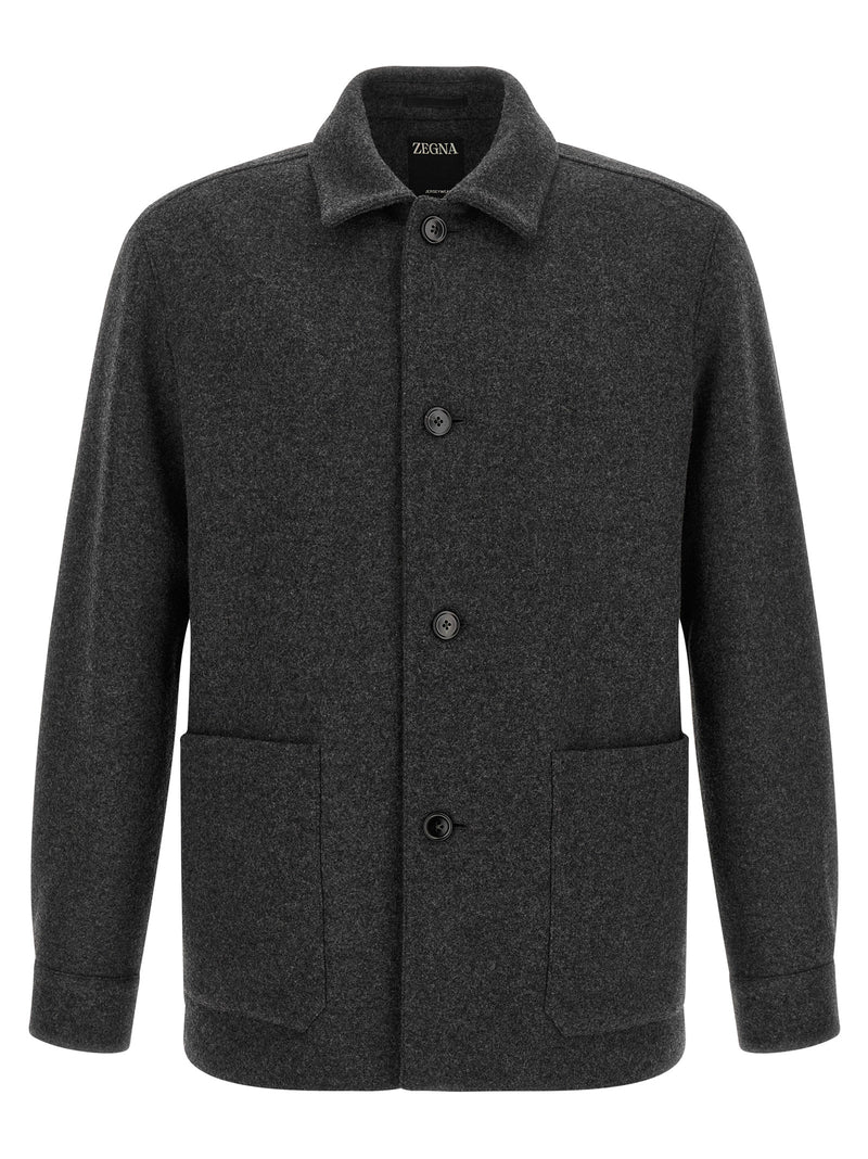 ZEGNA Gray Wool Blouse