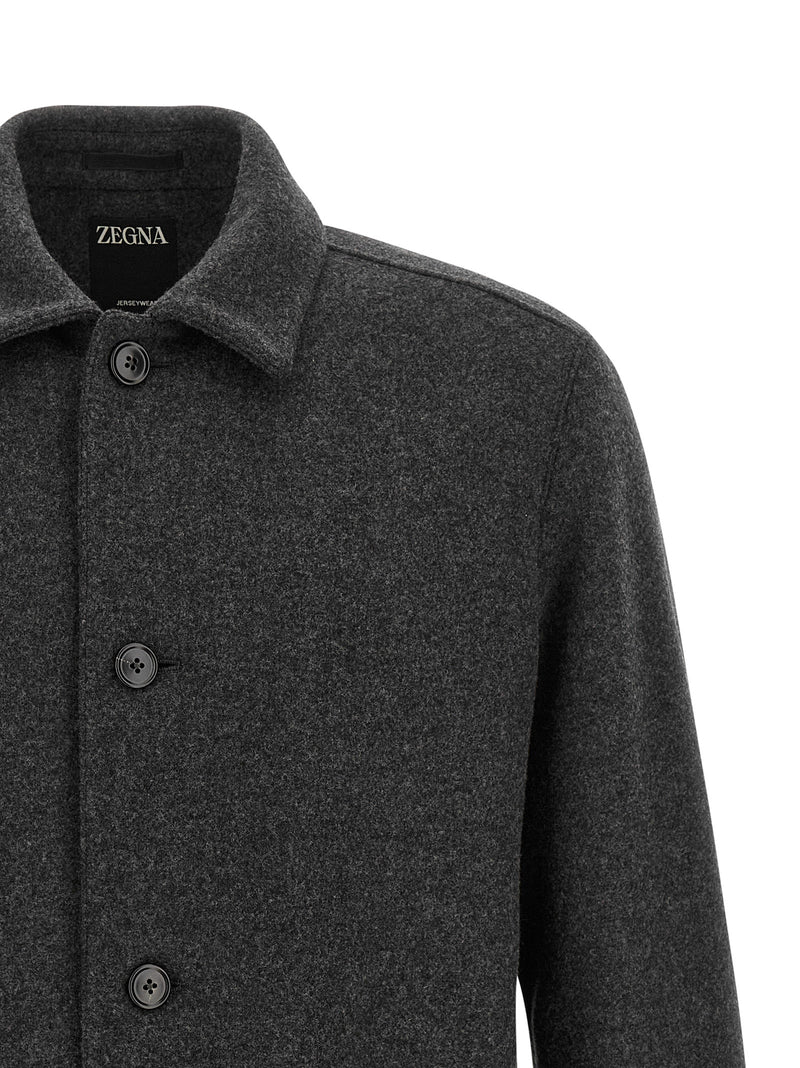 ZEGNA Gray Wool Blouse